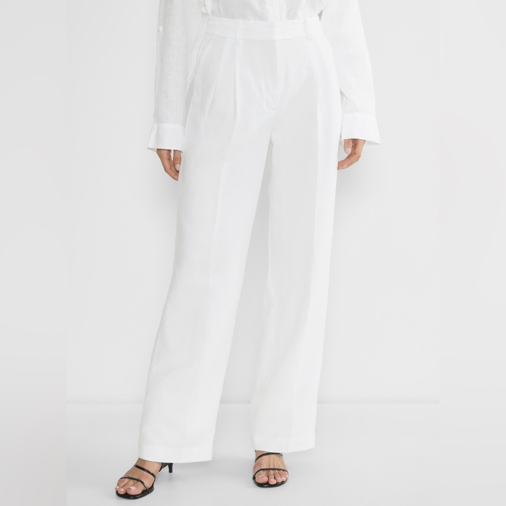Aritzia The Effortless 100% Linen Pants/Trousers in White - Size 8 - Picture 3 of 10